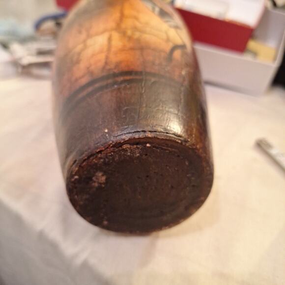 Mexican Pottery Vase 11" Folk Art Floor Pot Rustic Kokopelli Clay Southwest - Picture 5 of 6